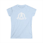 Women's Softstyle Tee - WWLW Distressed Logo - White Logo Front Plain Back