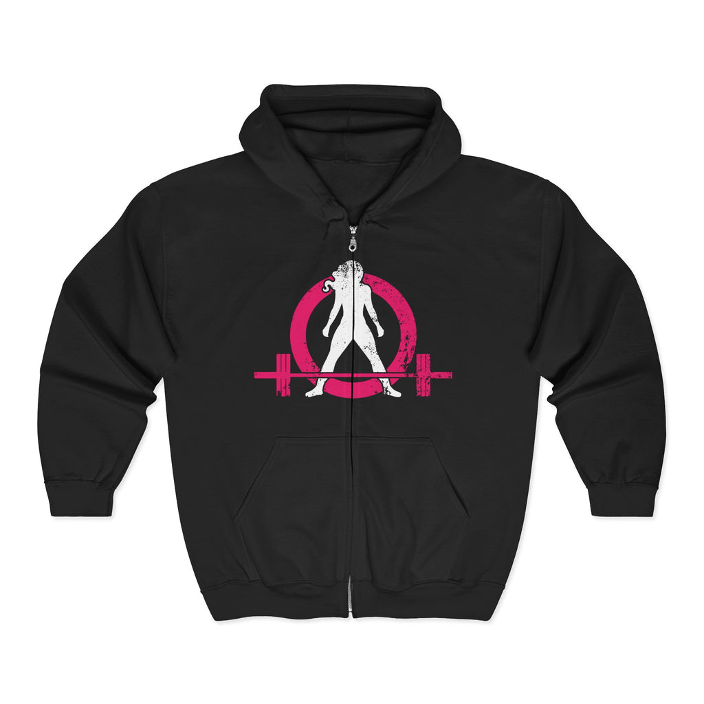 Distressed Logo – Unisex Heavy Blend™ Full Zip Hooded Sweatshirt – Color Inverted Logo
