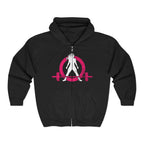 Distressed Logo – Unisex Heavy Blend™ Full Zip Hooded Sweatshirt – Color Inverted Logo