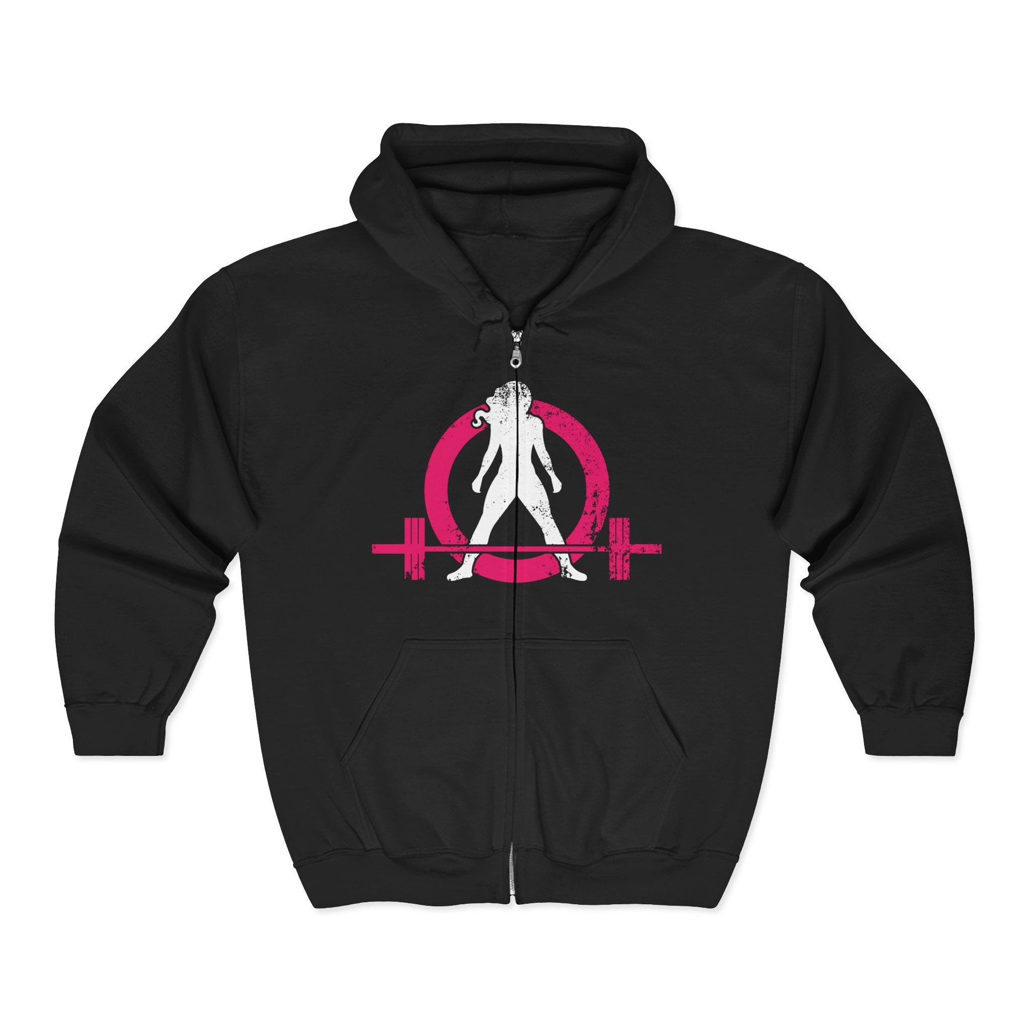 Distressed Logo – Unisex Heavy Blend™ Full Zip Hooded Sweatshirt – Color Inverted Logo