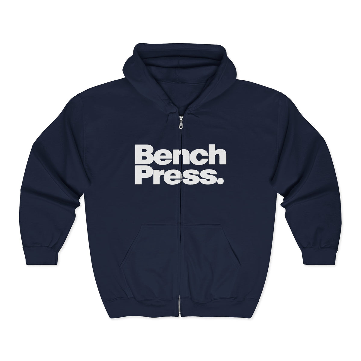 Bench Press Zip Hoodie — Bold Gym Fitness Sweatshirt
