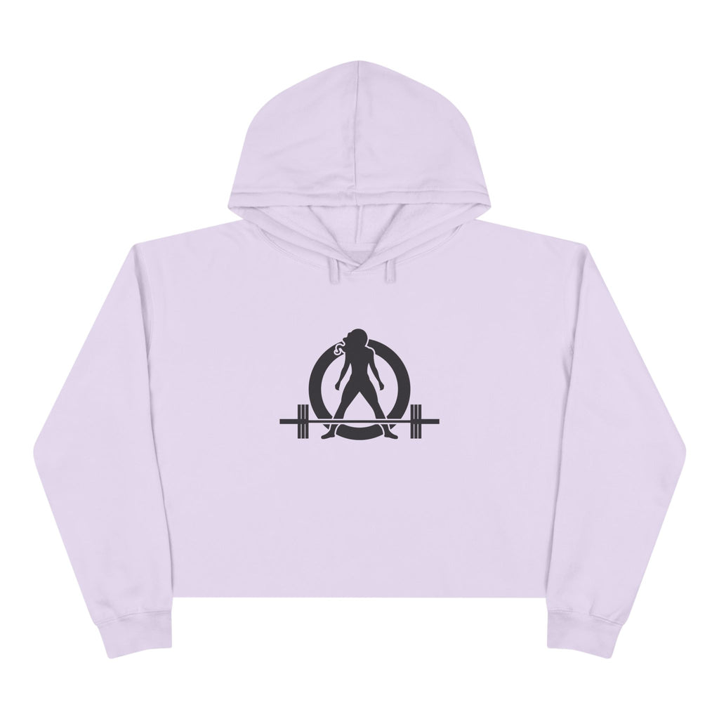 Empowered Crop Hoodie – For Strong Women Who Lift - Black Classic Logo