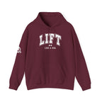 Lift Like.A Girl - Unisex Heavy Blend Hooded Sweatshirt - White Logo on Front & Right Sleeve