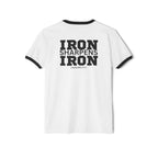 Iron Sharpens Iron - Unisex Cotton Ringer T-Shirt - Black Logo Front Plain Back