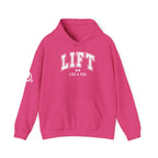 Lift Like.A Girl - Unisex Heavy Blend Hooded Sweatshirt - White Logo on Front & Right Sleeve