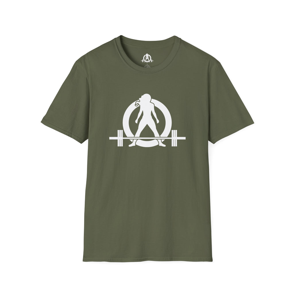 Grandma Lifts -  Unisex Softstyle T-Shirt — White Logo Front & Back