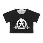 Crop Tee AOP - Black - White Distressed Logo
