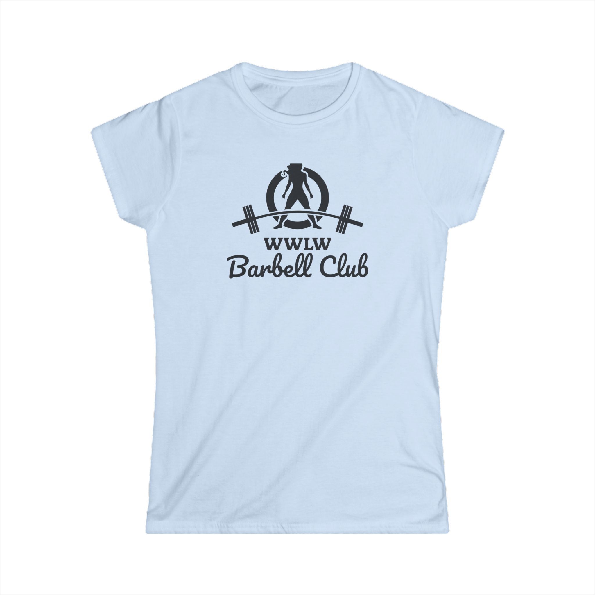 WWLW Barbell Club - Women's Softstyle Tee - Black Logo - Plain Back