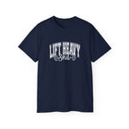 Lift Heavy Shit - Unisex Ultra Cotton Tee - Front White Logo - Plain Back