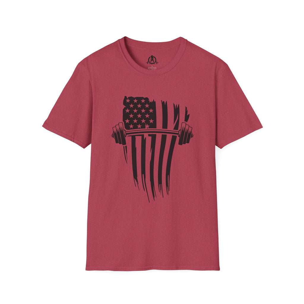 USA Barbell  - Unisex Softstyle T-Shirt - Black Logo - Plain Back
