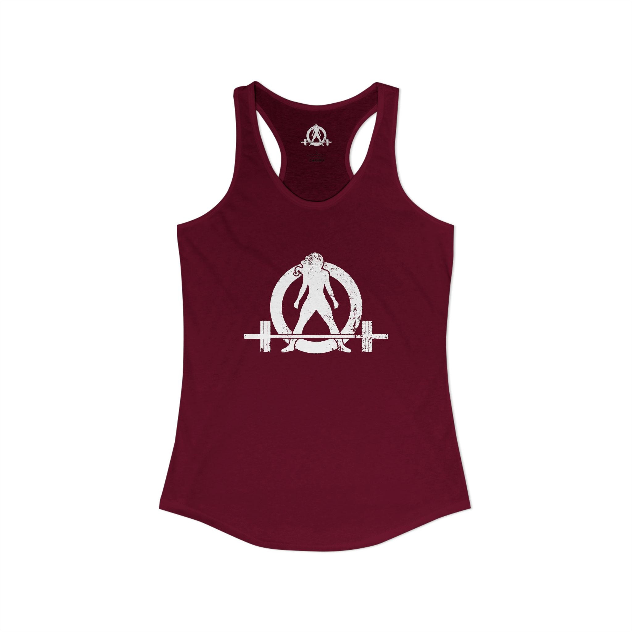 Cardio?  Lift Weights Faster - Distressed White Logo - Ideal Racerback Tank - Front & Back