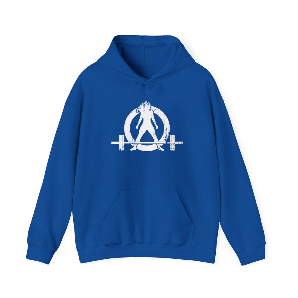 Strong Not Skinny - Unisex Heavy Blend Hooded Sweatshirt - White Distressed Logo
