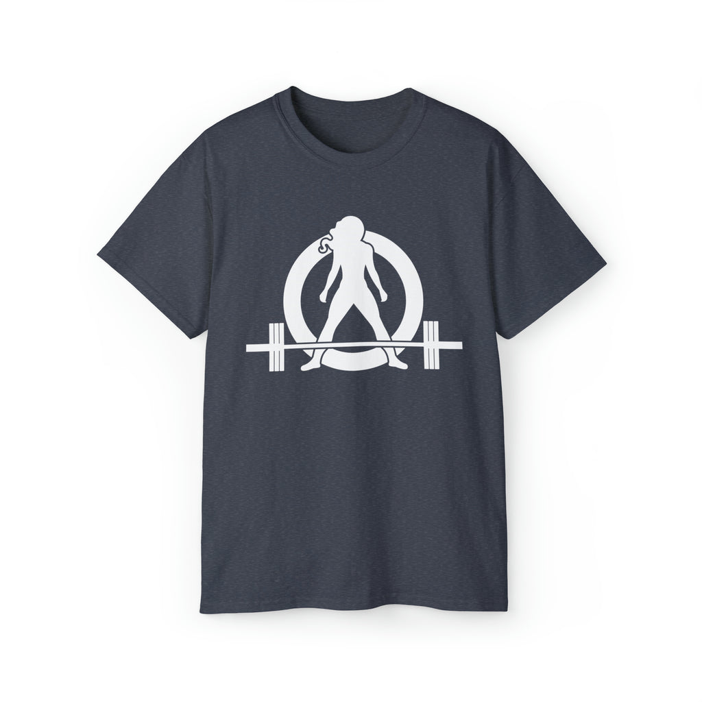 Unisex Ultra Cotton Tee - Classic White Logo - Plain Back