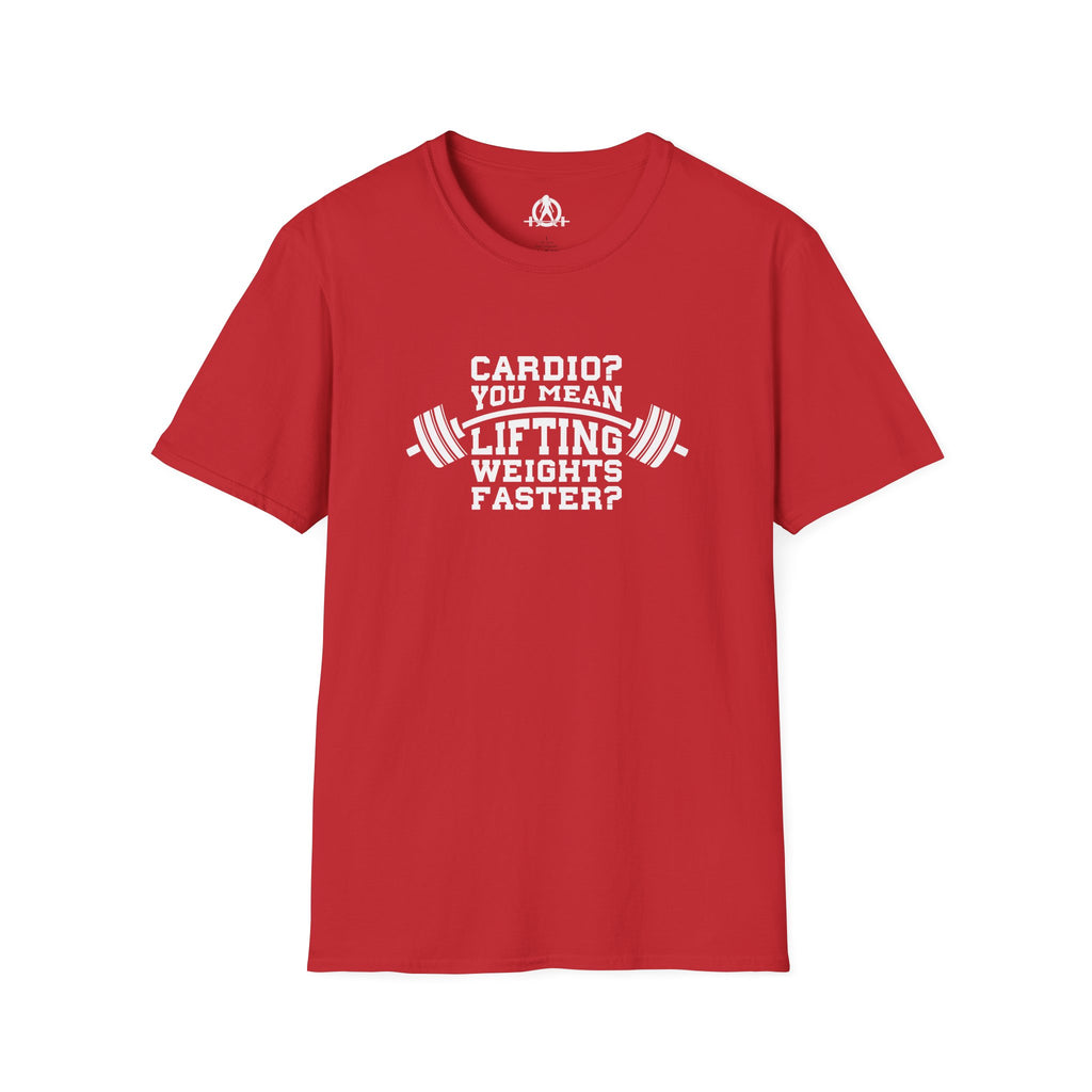 Cardio? Lift Weights Faster - Unisex Softstyle T-Shirt - Front Logo