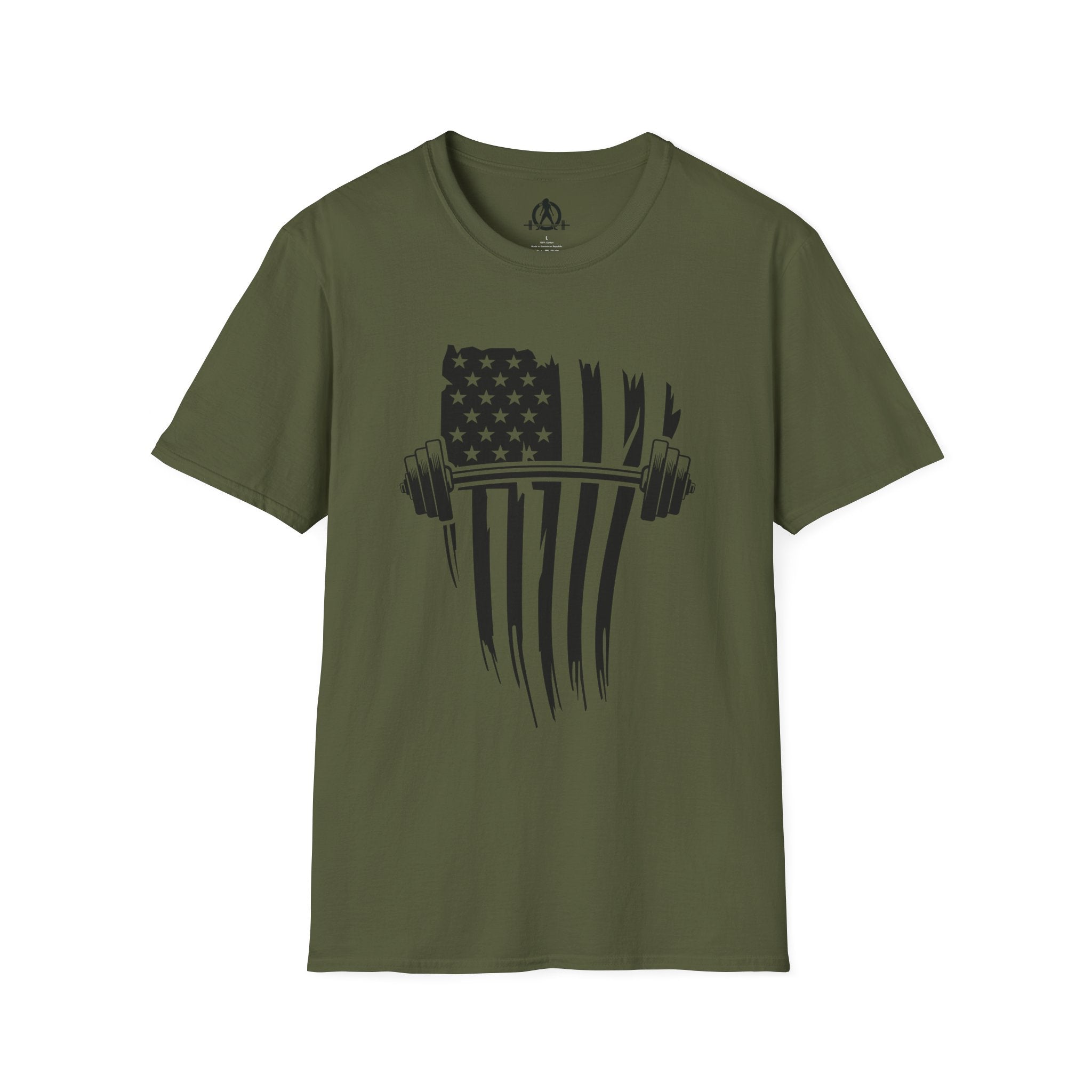 USA Barbell  - Unisex Softstyle T-Shirt - Black Logo - Plain Back