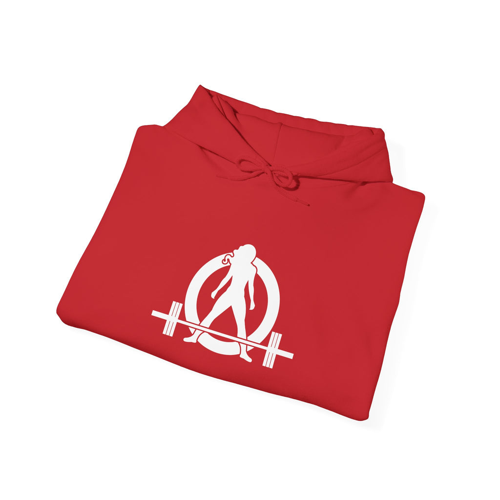 I Could Squat You - Classic Logo White - Unisex Heavy Blend Hooded Sweatshirt Print on Front & Back