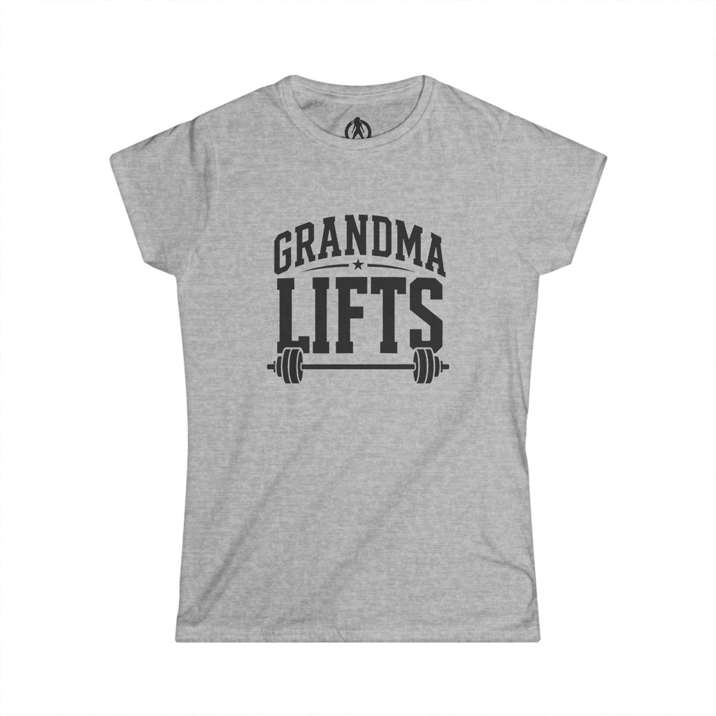 Grandma Lifts t - Women's Softstyle Tee - White Logo Plain Back