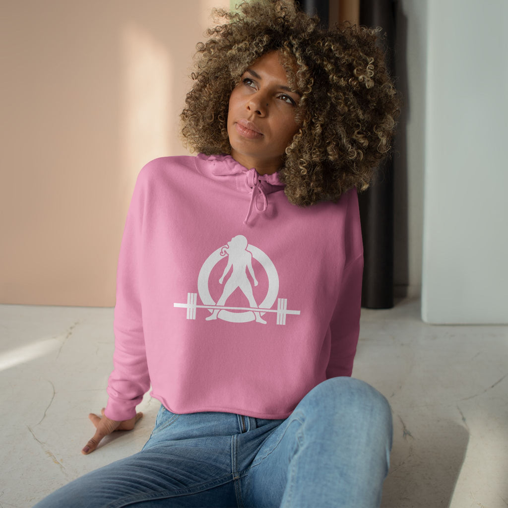 Empowered Crop Hoodie – For Strong Women Who Lift - White Classic Logo