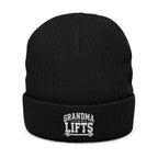 Grandma Lifts Embroidered Ribbed Knit Beanie