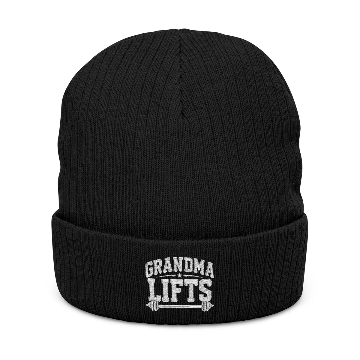 Grandma Lifts Embroidered Ribbed Knit Beanie