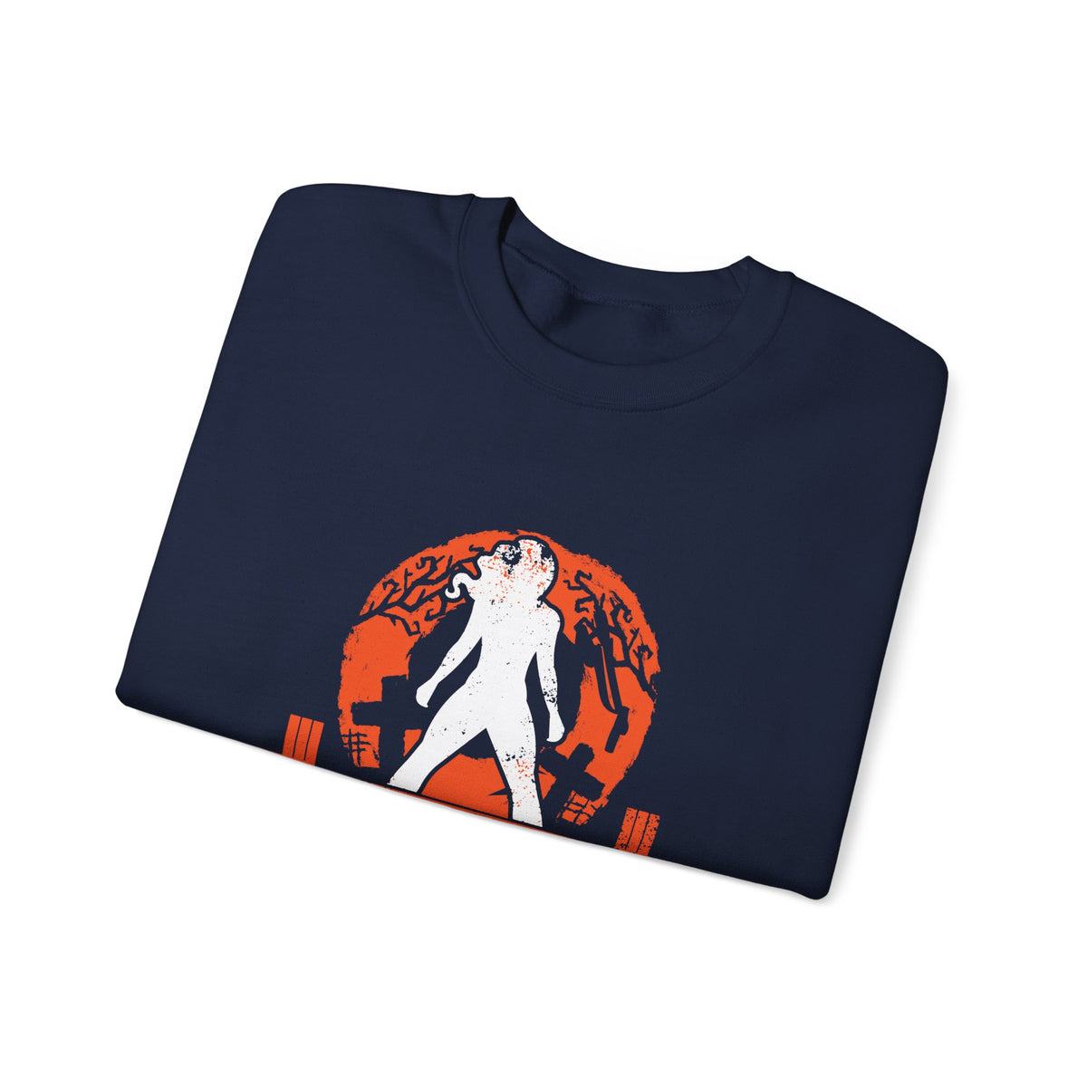 Halloween Graveyard - Unisex Heavy Blend™ Crewneck Sweatshirt - White Logo on Front