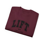 Lift Like A Girl - Unisex Ultra Cotton Tee - Front Black Logo - Plain Back