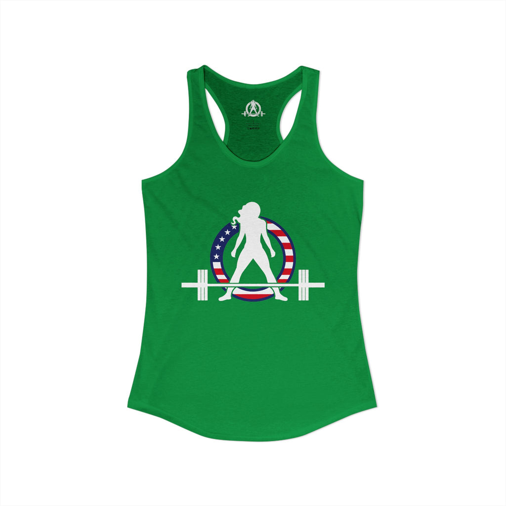 WWLW USA Logo - Women's Ideal Racerback Tank - USA Dark Light - Plain Back