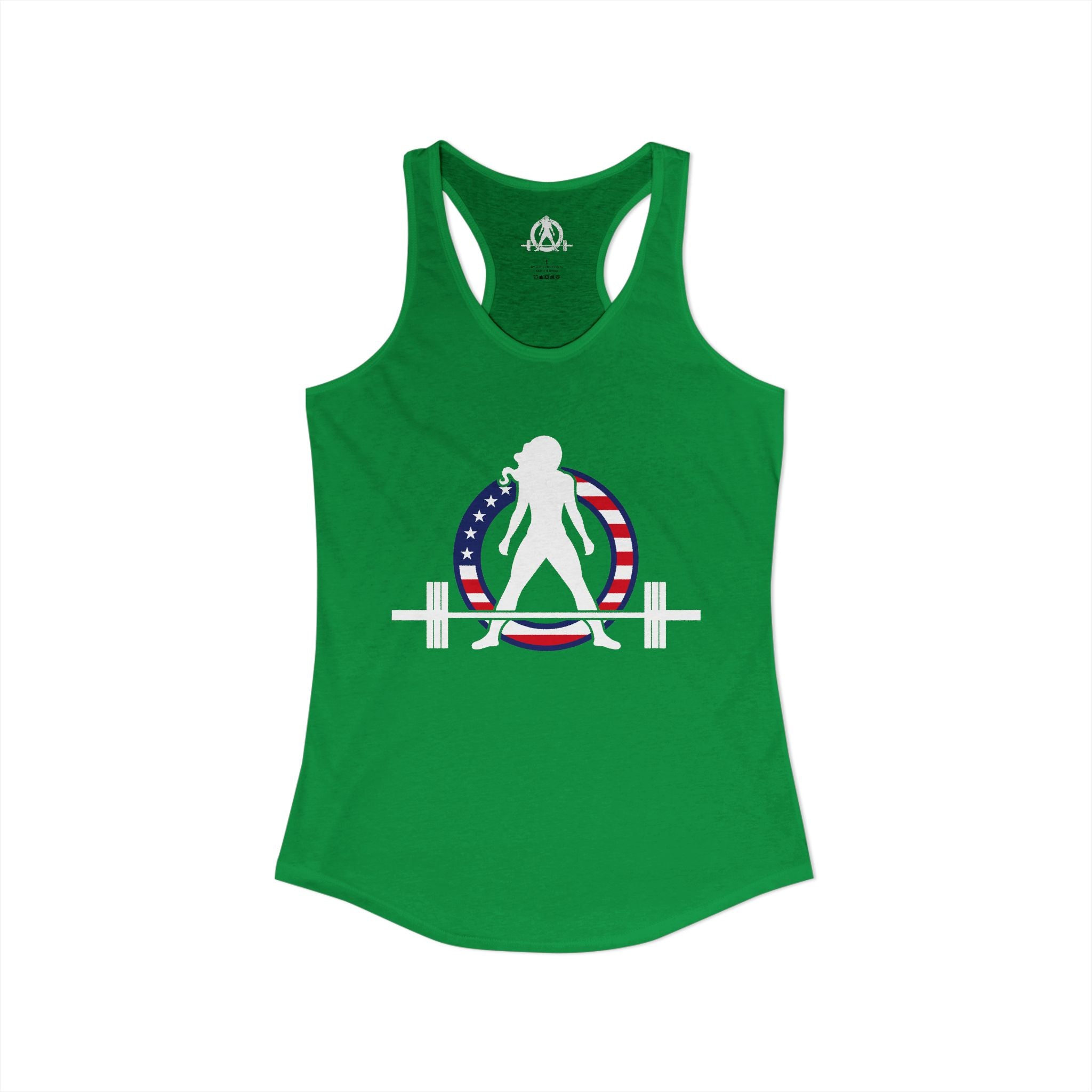 WWLW USA Logo - Women's Ideal Racerback Tank - USA Dark Light - Plain Back