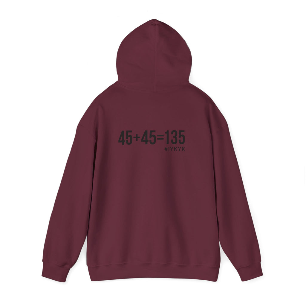 45 + 45 = 135 - Unisex Heavy Blend Hooded Sweatshirt  - Black Logo
