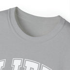 Lift Like A Girl - Unisex Ultra Cotton Tee - Front White Logo - Plain Back
