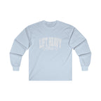 Lift Heavy Shit - Unisex Ultra Cotton Long Sleeve Tee - White Print on Front