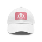 Distressed - Dad Hat with Leather Patch (Rectangle) - White Font