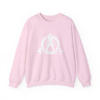 ALL I NEED IS COFFEE and a Barbell - Unisex Heavy Blend™ Crewneck Sweatshirt - Distressed Logo - Front & Back