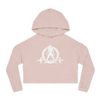 Women’s Cropped Hooded Sweatshirt - White Distressed Logo