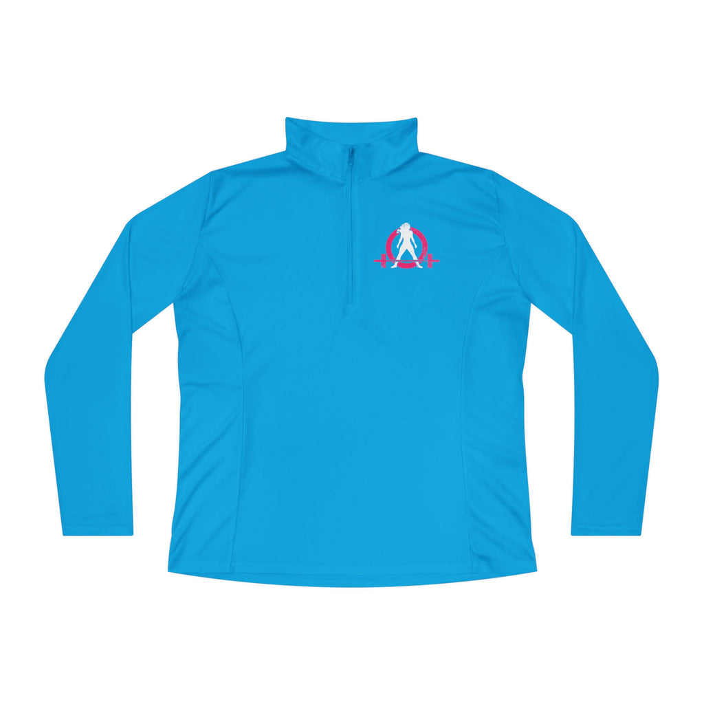 Ladies Quarter-Zip Pullover - Black Distressed Logo