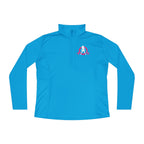 Ladies Quarter-Zip Pullover - Black Distressed Logo