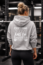 Everything Hurts & I'm Hungry  - Unisex Heavy Blend Hooded Sweatshirt  - White Print Front & Back