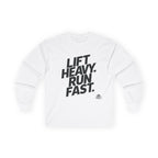 Lift Heavy Run Fast - Ultra Cotton Long Sleeve Tee - Black Logo Front