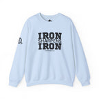Iron Sharpens Iron - Unisex Heavy Blend™ Crewneck Sweatshirt - Front Black Logo - Plain Back