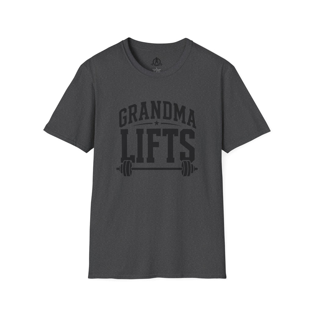 Grandma Lifts -  Unisex Softstyle T-Shirt — Front Black Logo