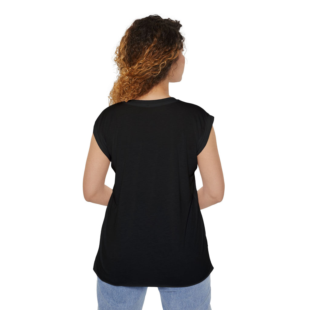 Bench. Press. Women’s Muscle Tee — Flowy Rolled Cuff Gym Top