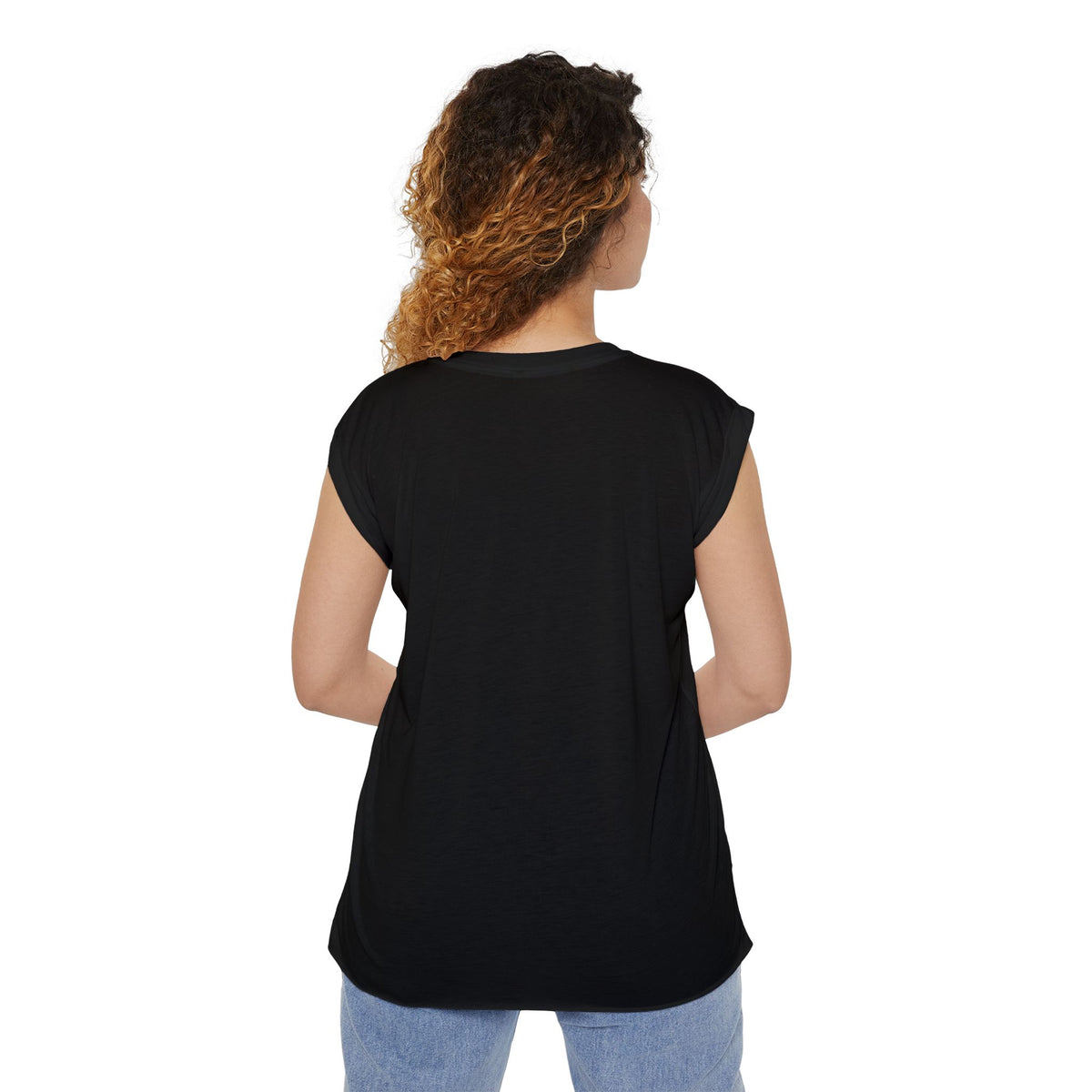 Bench. Press. Women’s Muscle Tee — Flowy Rolled Cuff Gym Top