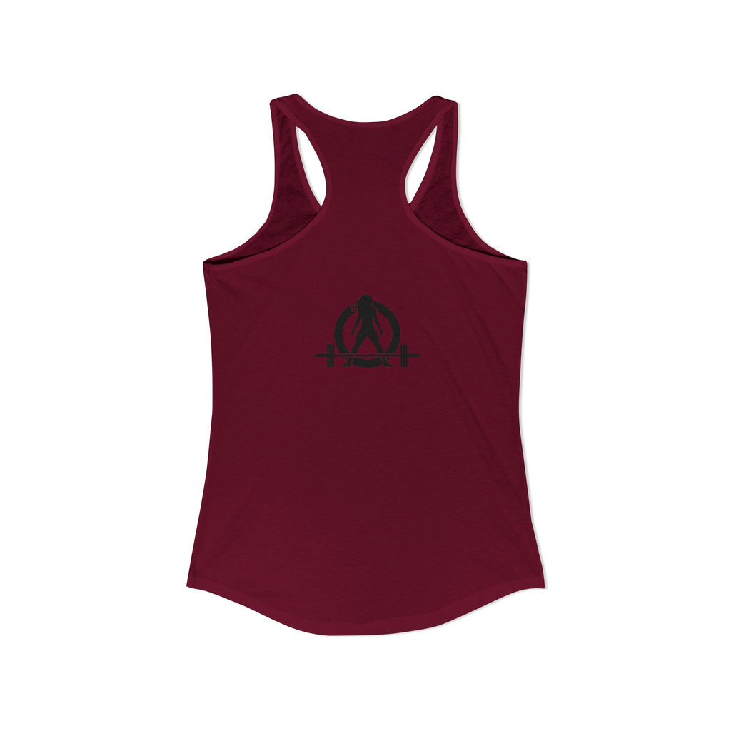 ALL I NEED IS Coffee and a Barbell - Women's Ideal Racerback Tank - Dark Logo - Front & Back