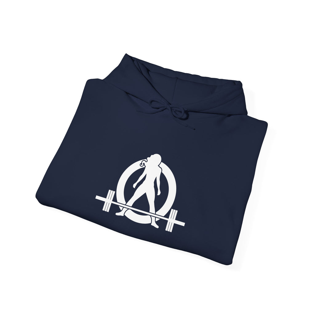 I Could Squat You - Classic Logo White - Unisex Heavy Blend Hooded Sweatshirt Print on Front & Back