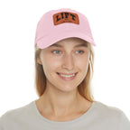 Lift Like A Girl - Dad Hat with Leather Patch (Rectangle) - Black Font