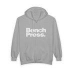 Bench Press Zip Hoodie — Bold Gym Fitness Sweatshirt