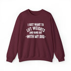 Lift Weights & Hang Out With My Dog - Unisex Heavy Blend™ Crewneck Sweatshirt - Light Logo