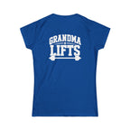 Grandma Lifts - Women's Softstyle Tee - White Logo Front & Back