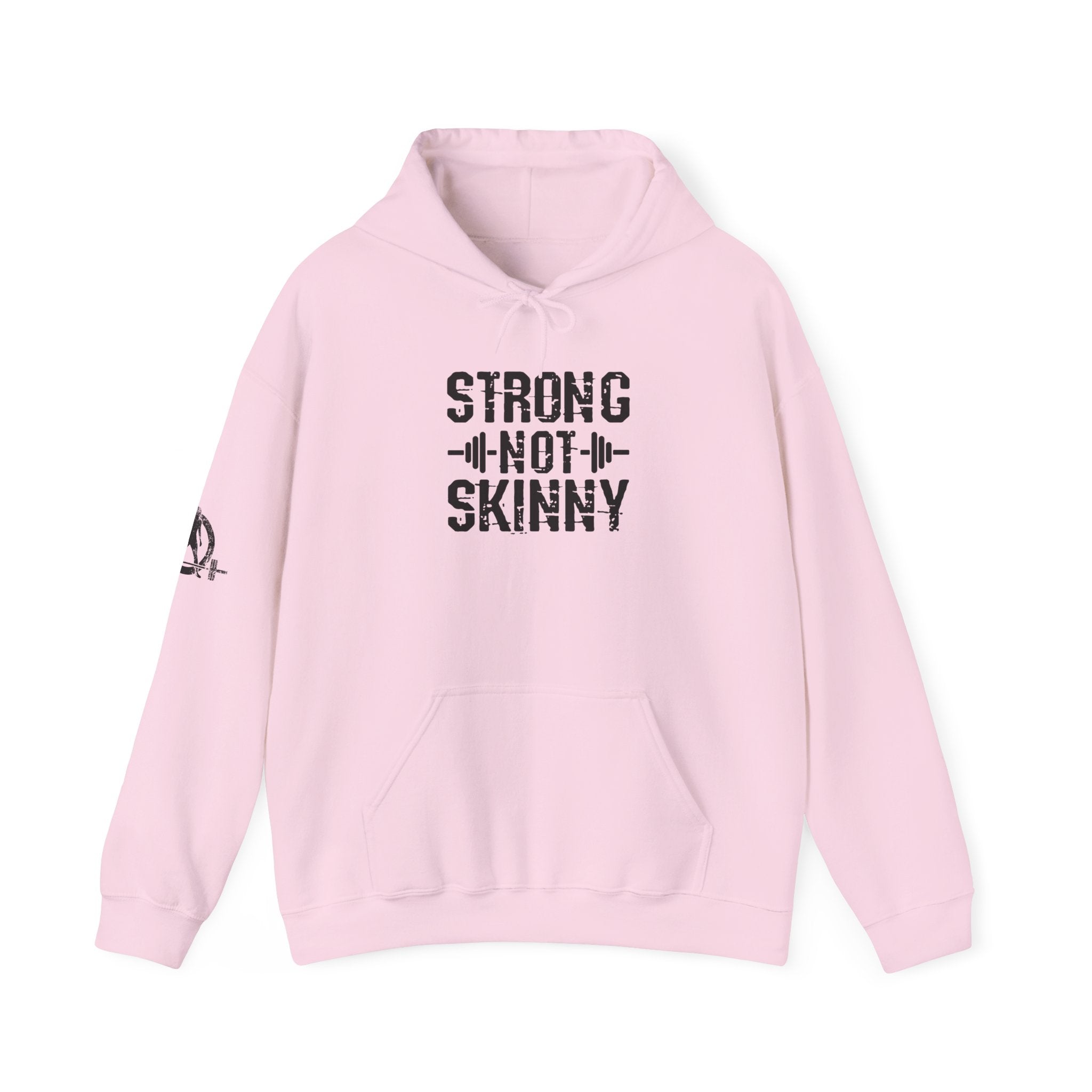Strong Not Skinny - Unisex Heavy Blend Hooded Sweatshirt - Black Front & Arm Logo