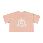 Distressed Collection - Women's Crop Tee - Pale Pink - Front White Logo